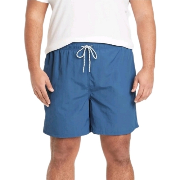 Goodfellow & Co. Blue Drawstring Waist Lined Swim Trunks - Picture 1 of 7